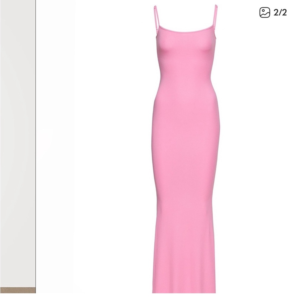 SKIMS Bubblegum Pink soft lounge long slip dress - Picture 3 of 5